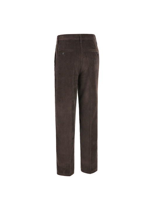 Two Pleats Corduroy Trousers (Brown)