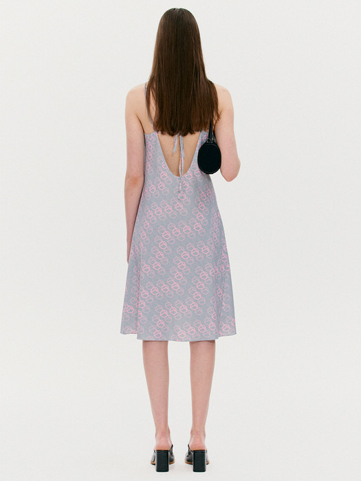 GRADATIONAL SYMBOL SLIP DRESS, PINK