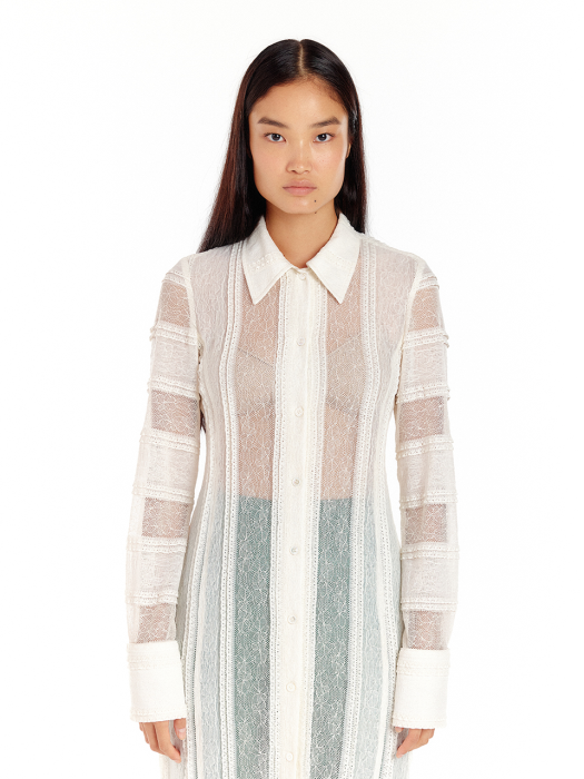 ULYSSA Lace Shirt Dress - Ivory