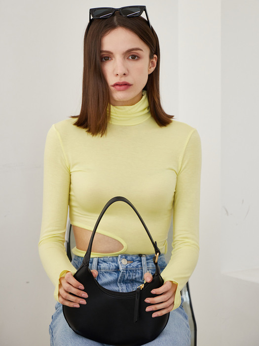 Cutout Turtle Neck T-shirt (Yellow)