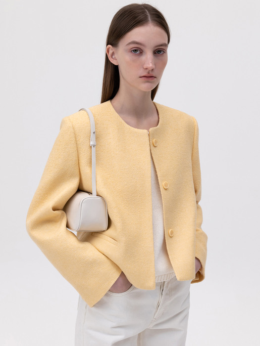 Boucle Tweed Single Jacket_Yellow