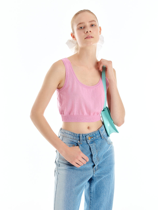 URA Sleeveless Knit Top - Light Pink