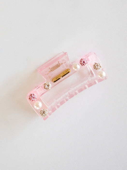Twinkle square hair claw (Clear pink)