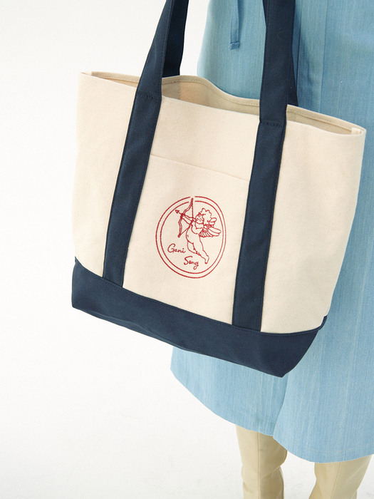 Cupid Embroidery Eco Bag_navy