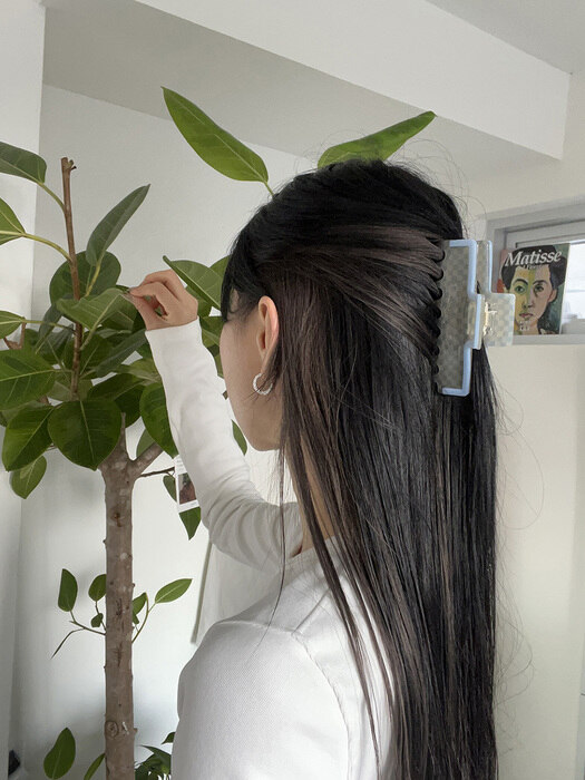 Sora check hair-clip (2type)