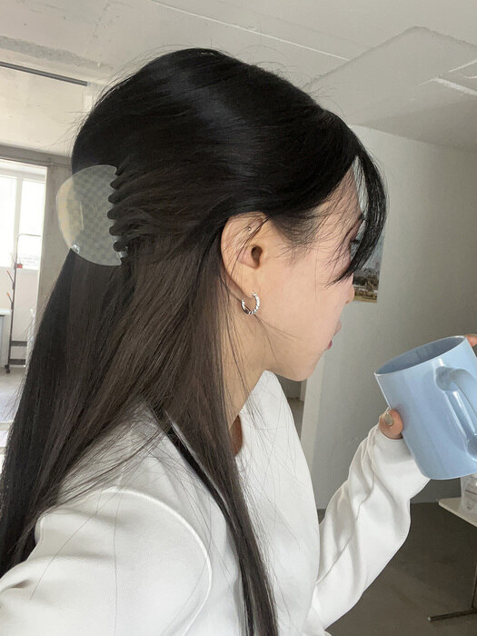 Sora check hair-clip (2type)