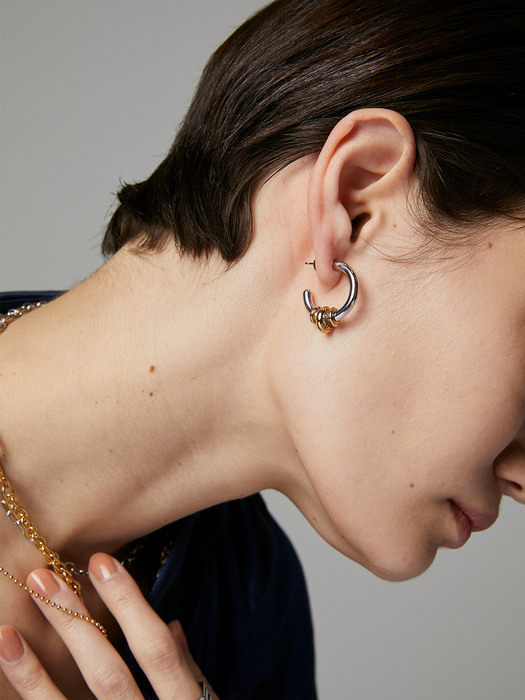 [Silver 925] two-toned hoop earrings