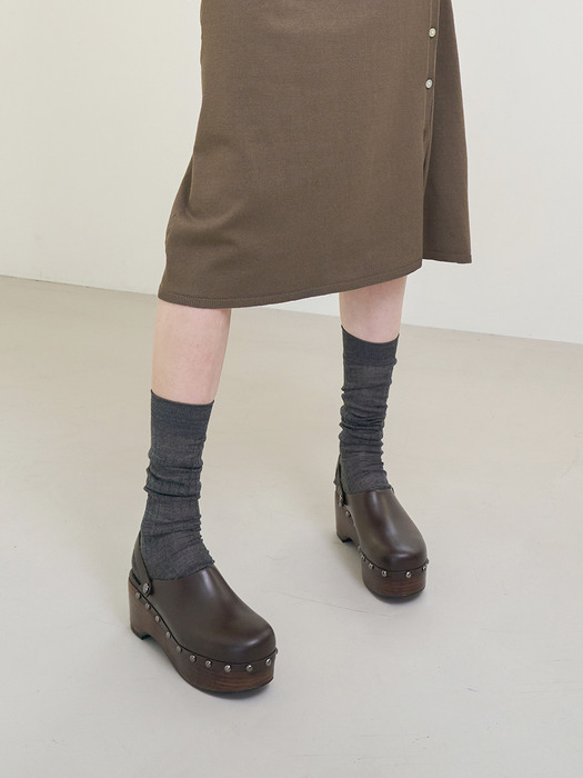 Zoe Clogs Leather Chocolate