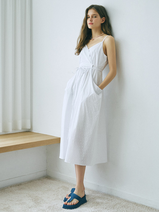 Slip String Pocket Dress, White