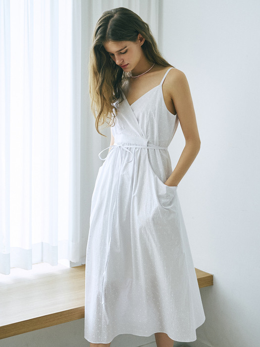 Slip String Pocket Dress, White