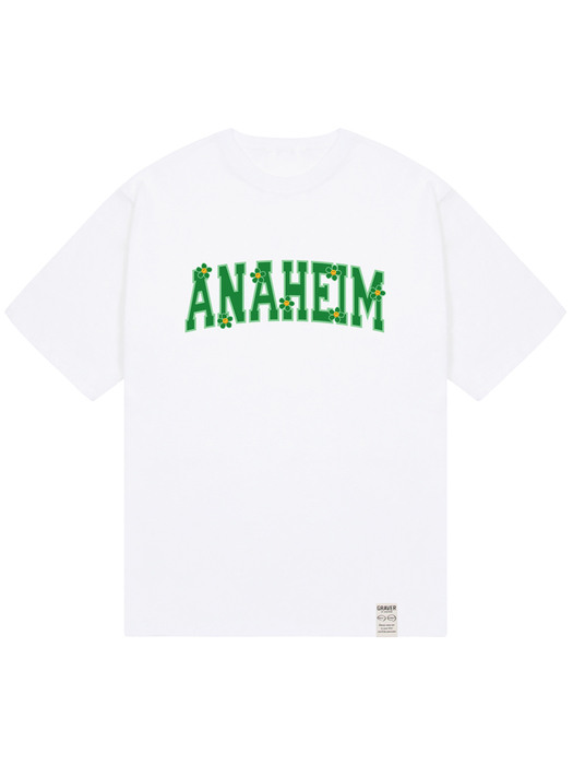 [UNISEX]ANAHEIM 로고 플라워스마일 반팔티_화이트