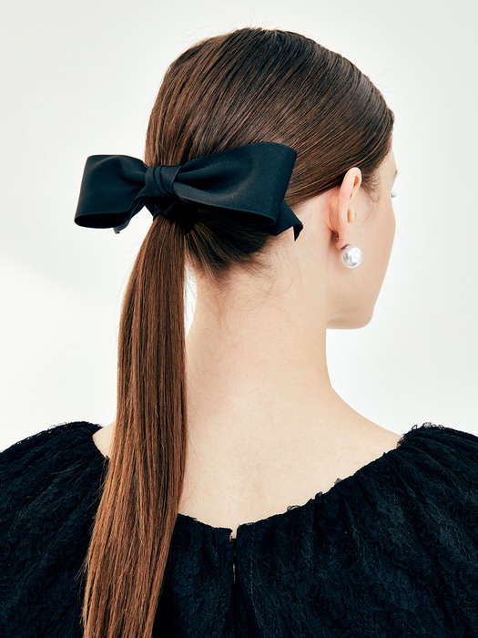 LYDIA Ribbon hair pin (Black/Ivory)