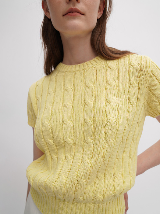 Cotton Round Cable Knit - Light yellow