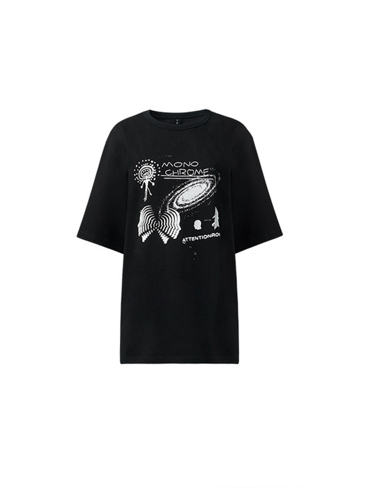 22SS01AW066 유니버스 프린트 오버핏 티셔츠 (블랙)