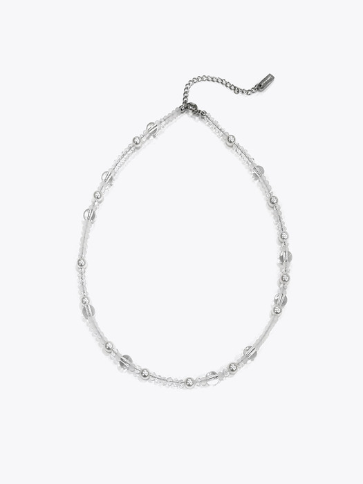[단독]clear quartz pearl necklace