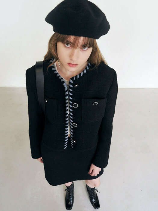 [단독]22 Fall_ Black Tweed Wool Skirt