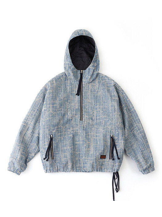 Denim Anorak Jacket Scratch Blue