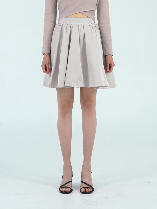 Gia gathered mini skirt (Beige)