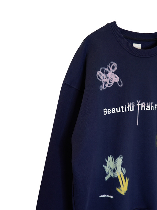Beautiful Than Flowers Sweatshirts / Navy