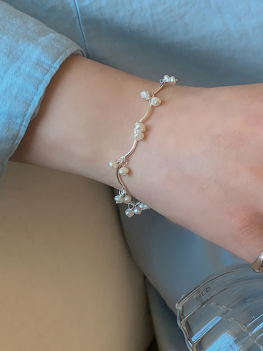 silver925 rose pearl bracelet (2color)