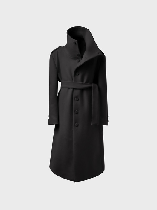 Funnel-Neck Wool-Blend Coat[Black(UNISEX)]_UTH-FC03