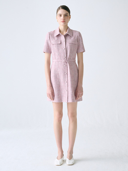 Collar Tweed Mini Dress_2color