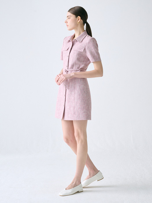 Collar Tweed Mini Dress_2color