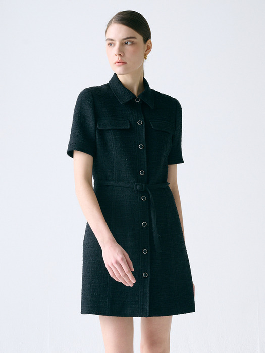 [TWEED] Collar Tweed Mini Dress _ 2color