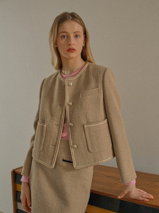 Round Neck Tweed Jacket NEW3SJ201