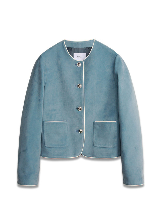 Suede Crop Classic Jacket in Blue