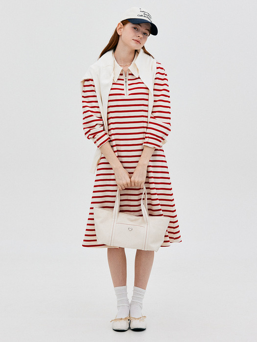 L Silhouette Stripe Dress_Red