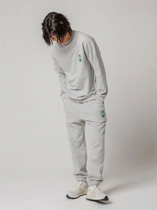 Royal  Emblem Embroidered Sweatshirt_Melange Gray