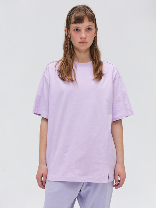 Unbalance Cut T-shirt - Violet
