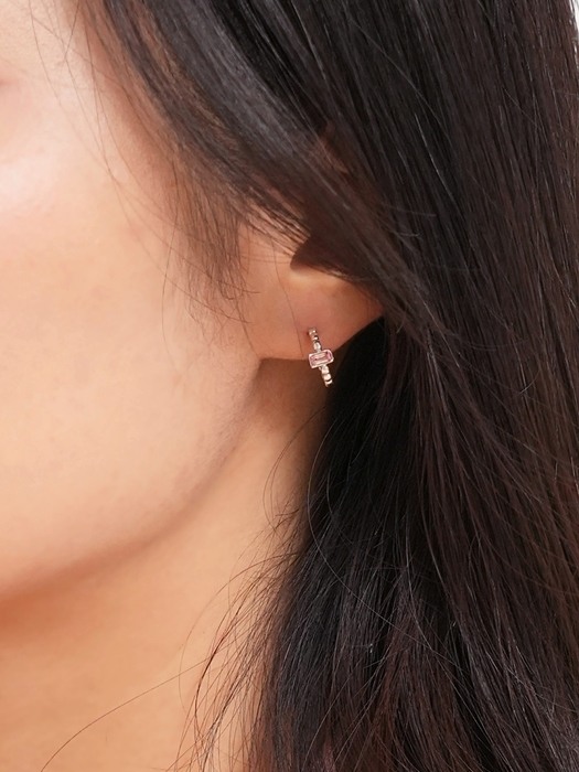 Pink tourmaline ball earring