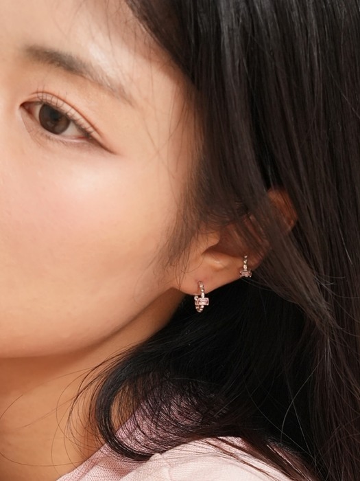 Pink tourmaline ball earring