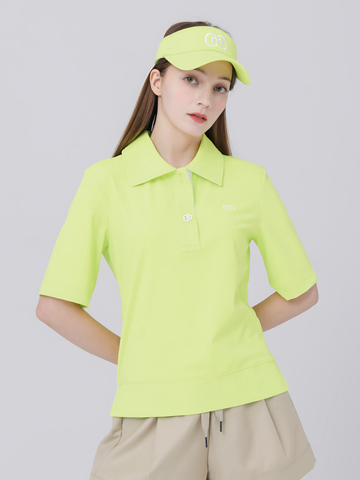 23SS 골프 아이스 쿨 루즈 핏 7부소매 라임 티셔츠