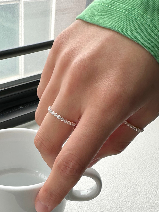 [silver925] white cubic tennis ring
