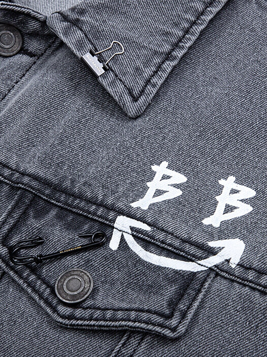 BBD Smile Logo Denim Jacket (Dark Gray)