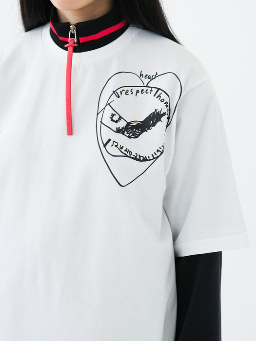 T-shirt with heart print in white