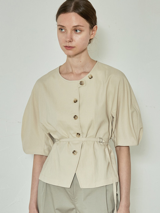 comos 835 Stitch raglan sleeve belt blouse (beige)