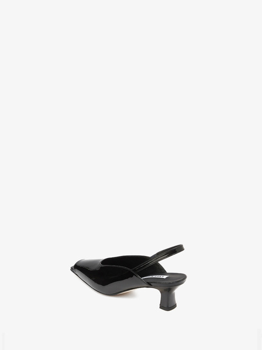 Open-toe Square Sandal - patent black