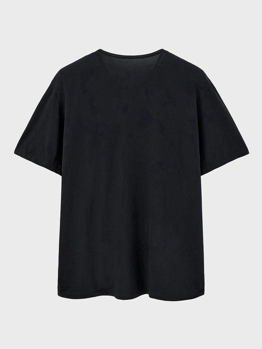 레이어 플라워 프린트 티셔츠 (블랙)