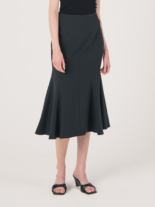 WED_Fishtail high waist skirt_BLACK