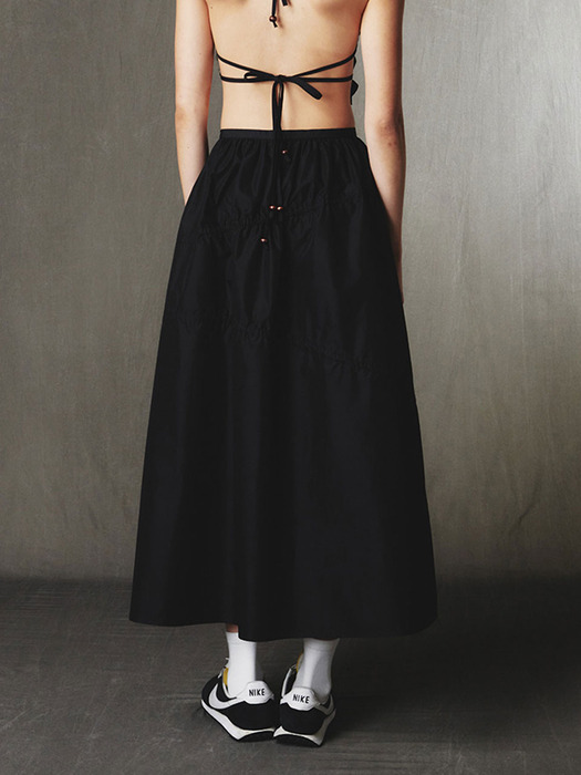 Shirring Full Skirt Black