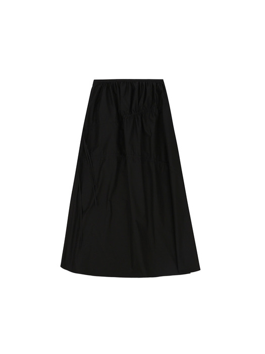 Shirring Full Skirt Black