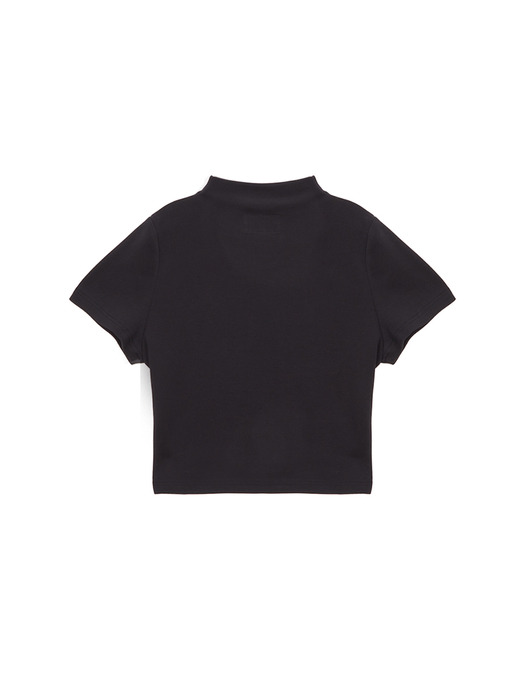 MOCK NECK TYPO CROP TOP IN BLACK