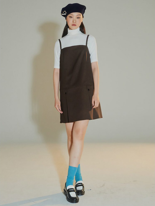 Sleeveless Mini Dress  Brown (KE3871M02D)