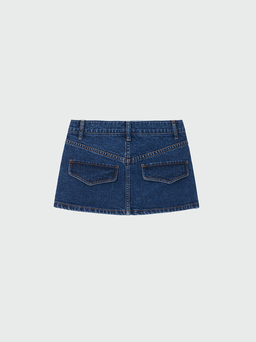 XINAN Layered Denim Skirt Belt - Blue