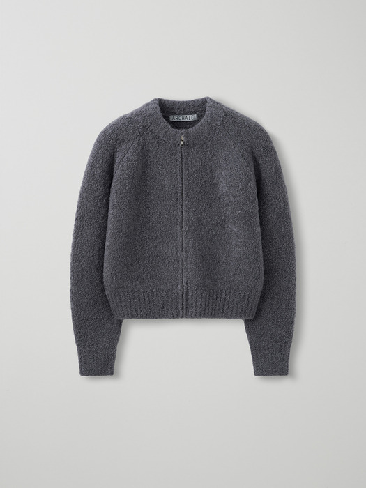 bookle zip-up knit_charcoal gray