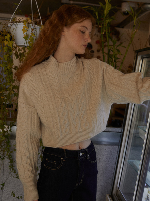 Crop Cable Wool Knit